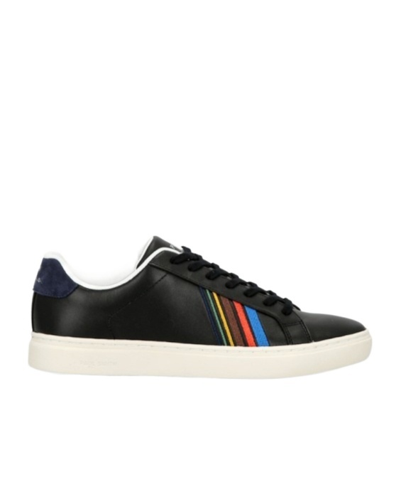 Ps By Paul Smith Black Leather 'rex' 'sports Stripe' Trainers In Black