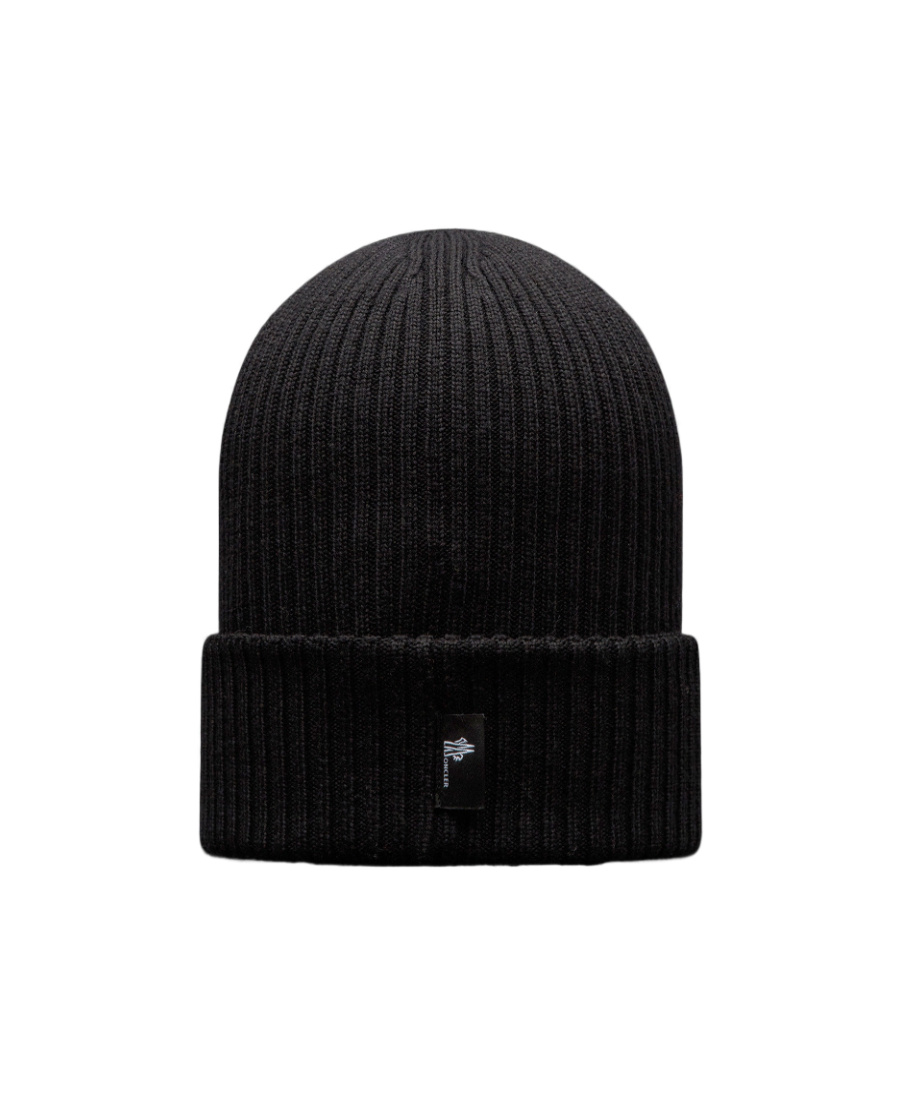 Moncler Logo-patch Virgin-wool Beanie In Black