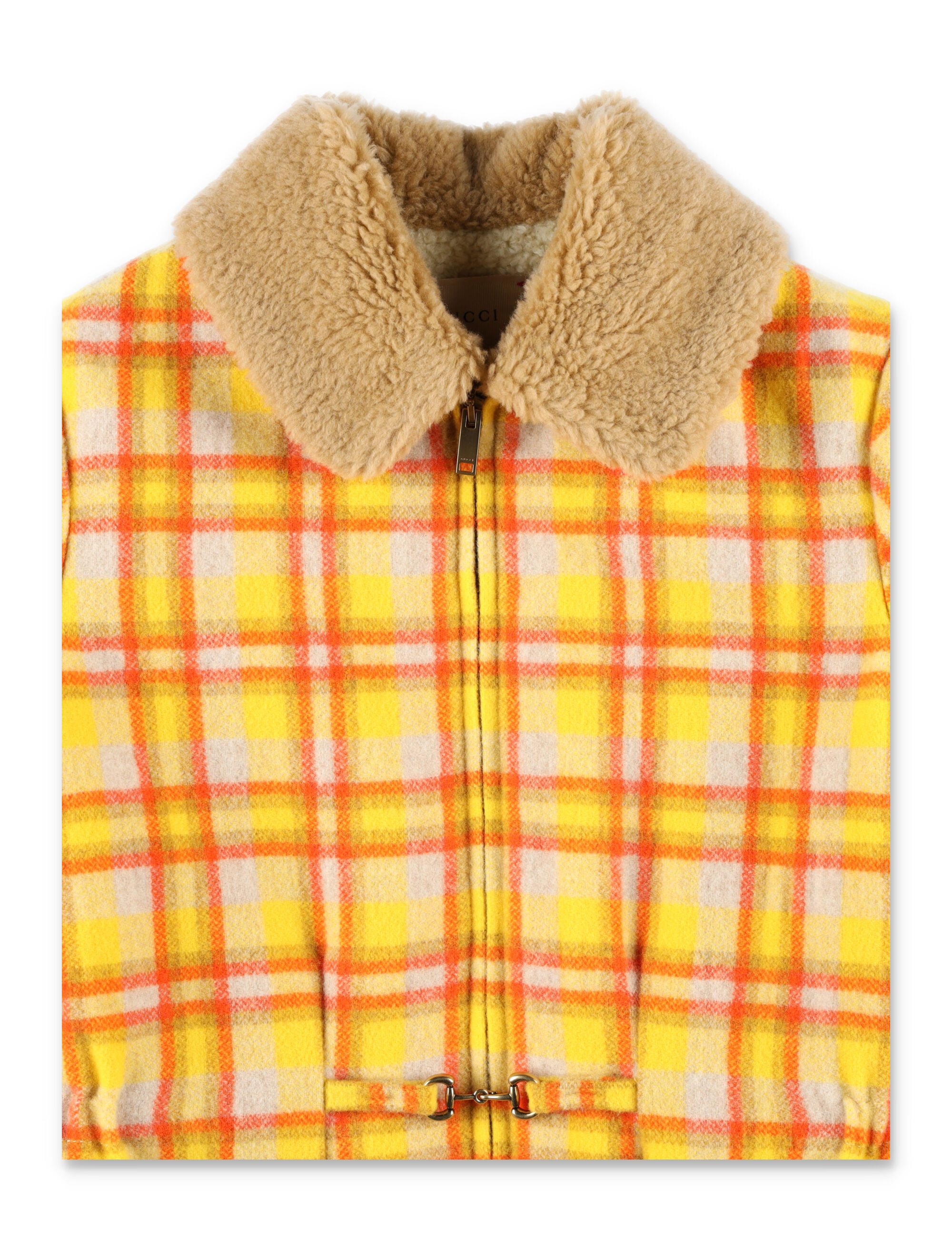 Gucci Checkered Wool Bomber Jacket In Yellow