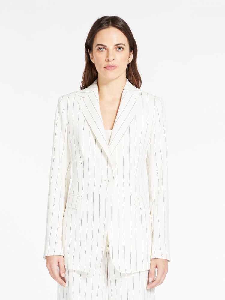 Max Mara Striped Suit Jacket In White