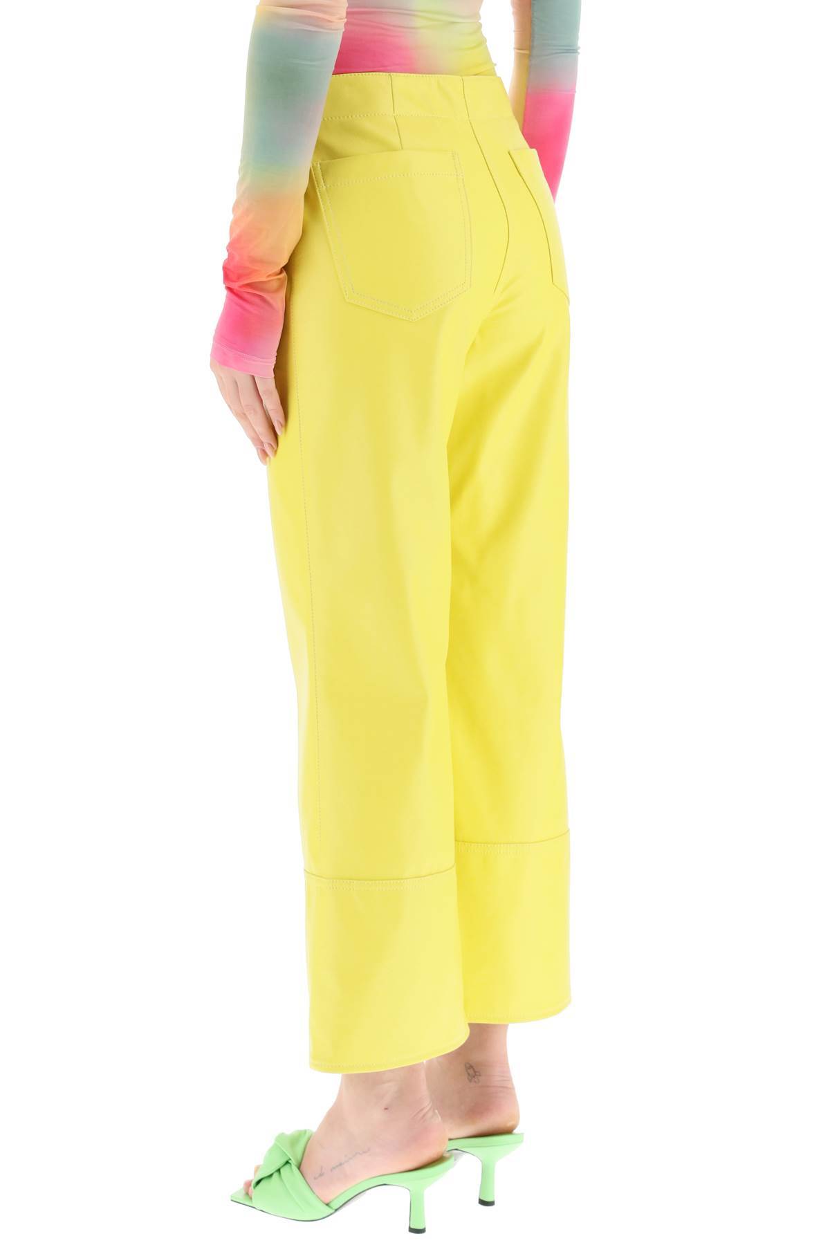 Msgm Wide-leg Cropped Trousers In Yellow