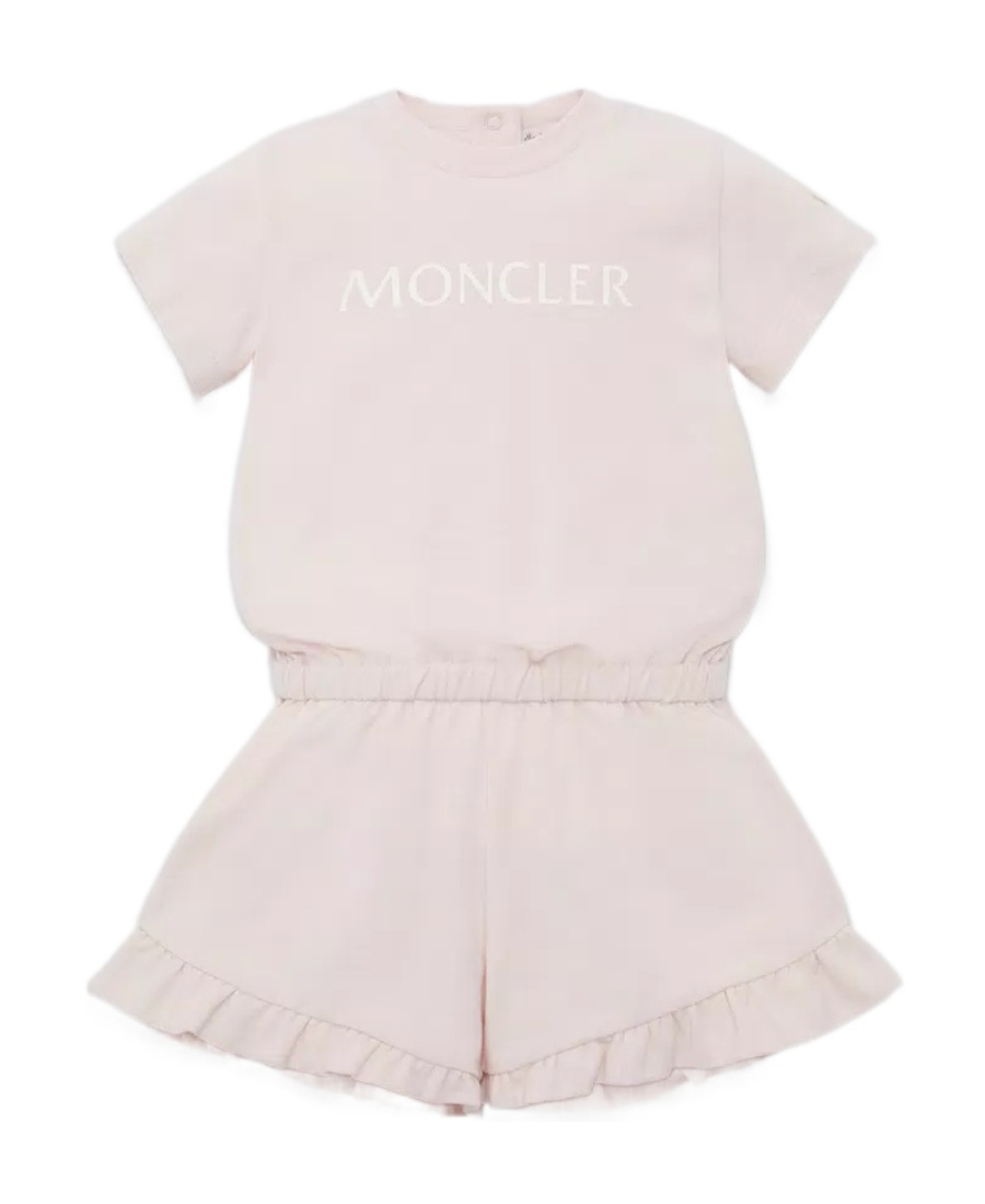Moncler Logo Printed Jumpsuit In Pink