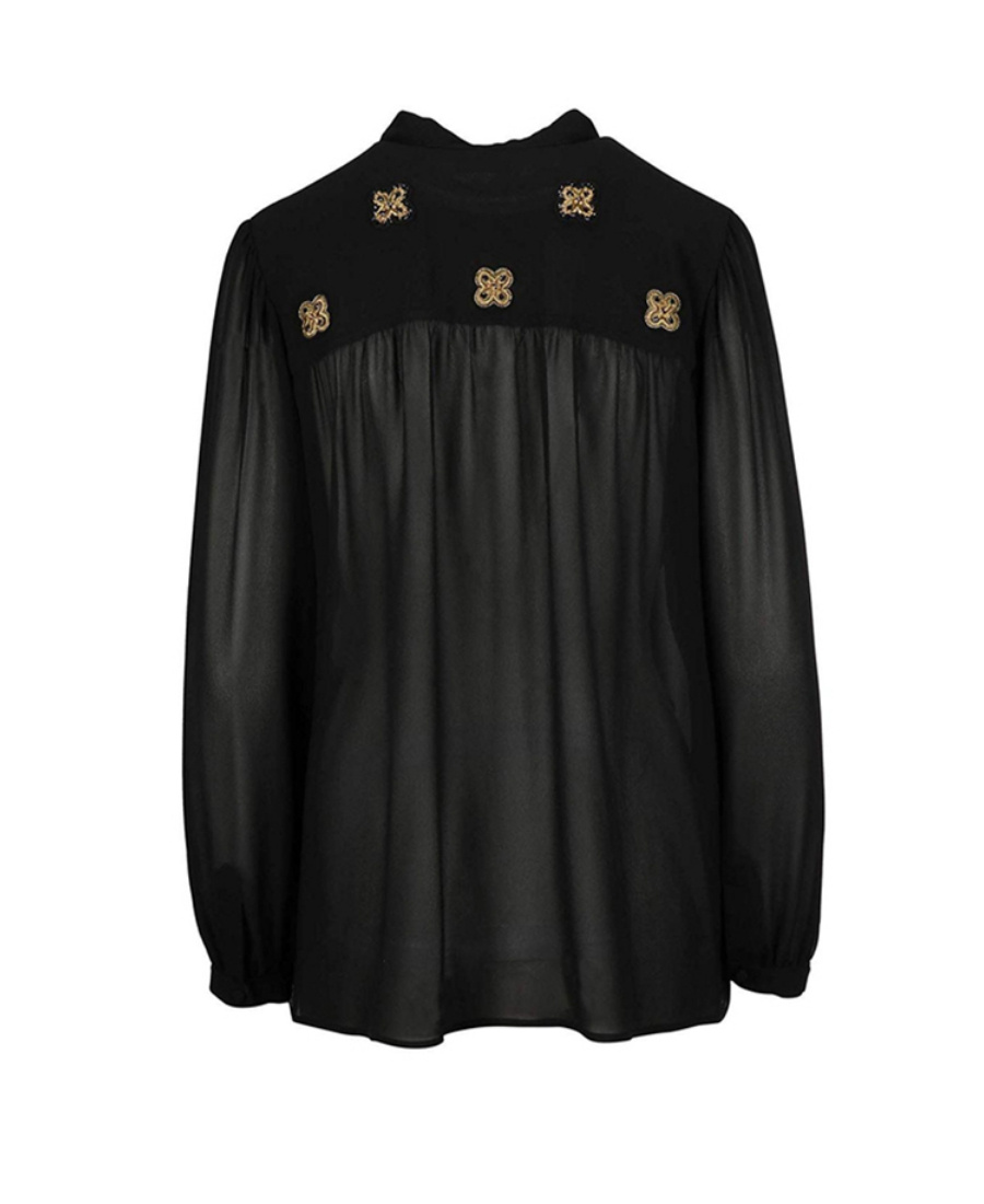 Saint Laurent Silk Blouse With Logo In Black