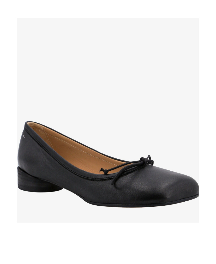 Shop Mm6 Maison Margiela 30mm Leather Ballerina Shoes In Black