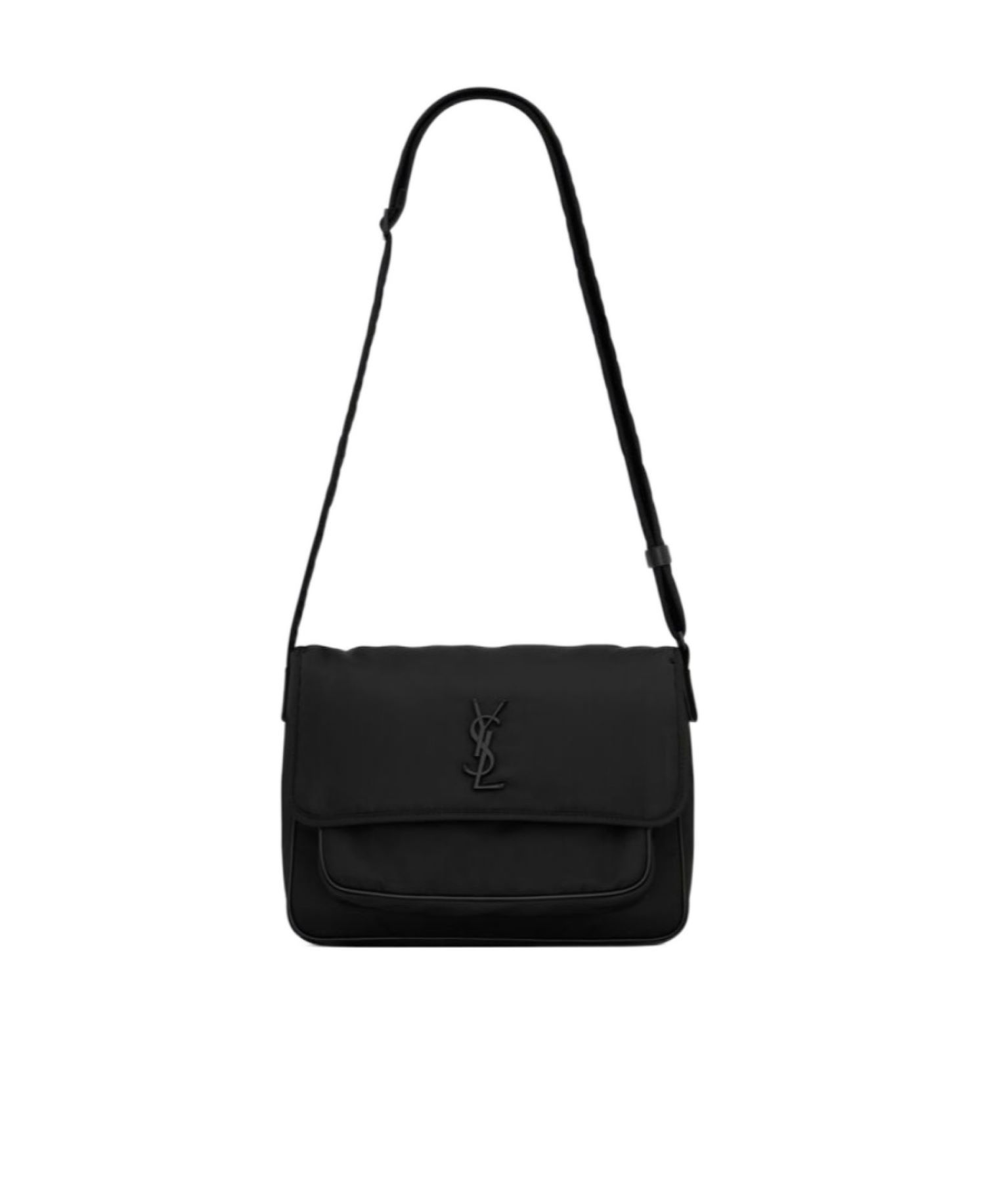 Saint Laurent Niki Ysl-plaque Messenger Bag In Black
