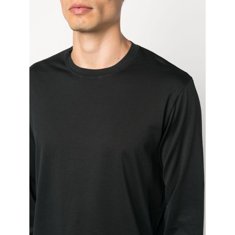 Fedeli Round-neck Long-sleeved T-shirt In Black