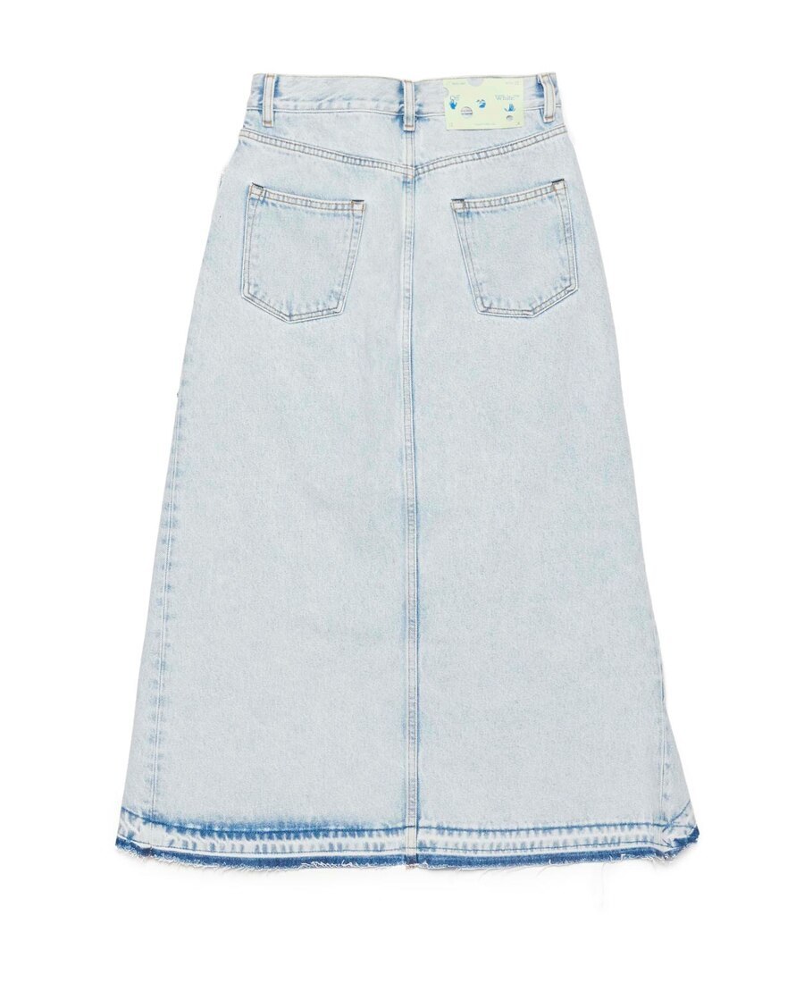 Off-white Ruffled Asymmetrical Denim Skirt In Gray