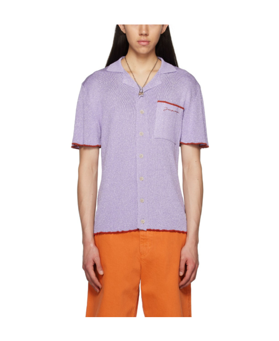 Jacquemus Le Raphia Short-sleeved Shirts In Purple