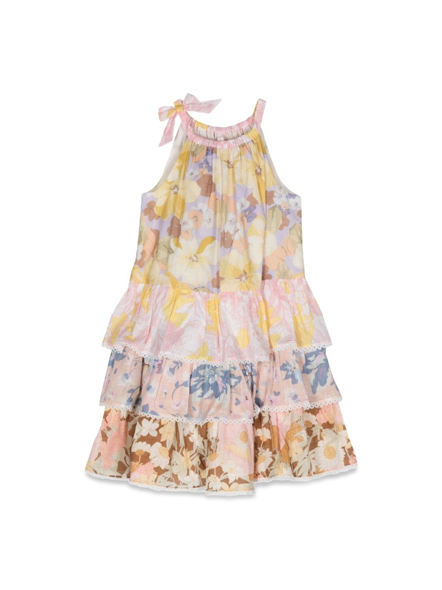 Shop Zimmermann Floral Tiered Cotton Dress In Nude