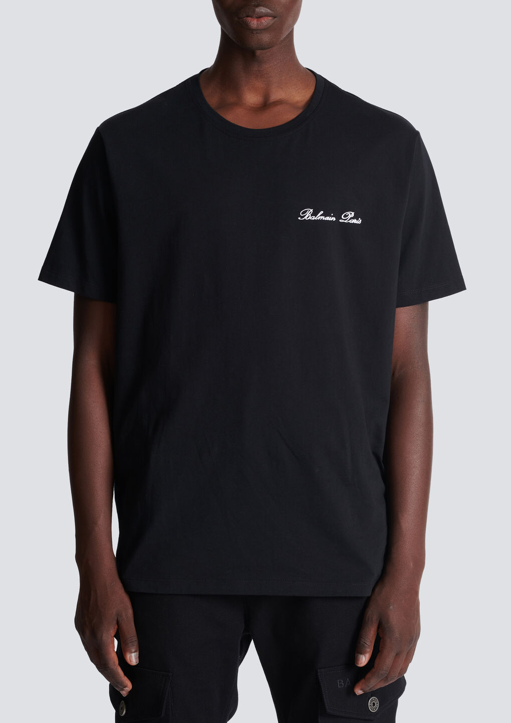Balmain Black Cotton T-shirt In Black