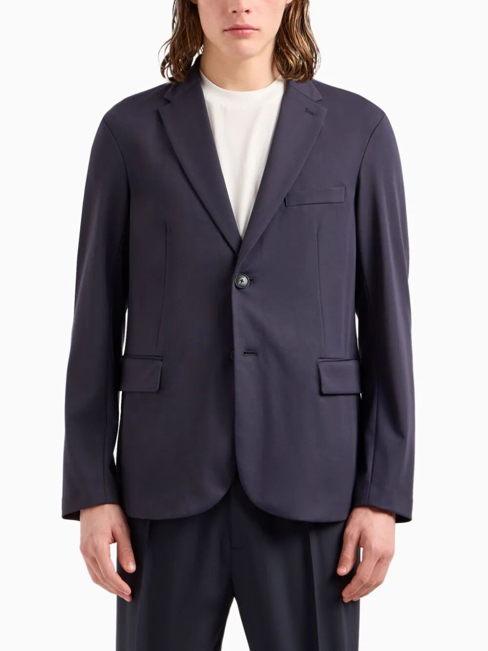 Emporio Armani Official Store Travel Essentials Viscose Blend Jersey Blazer In Black