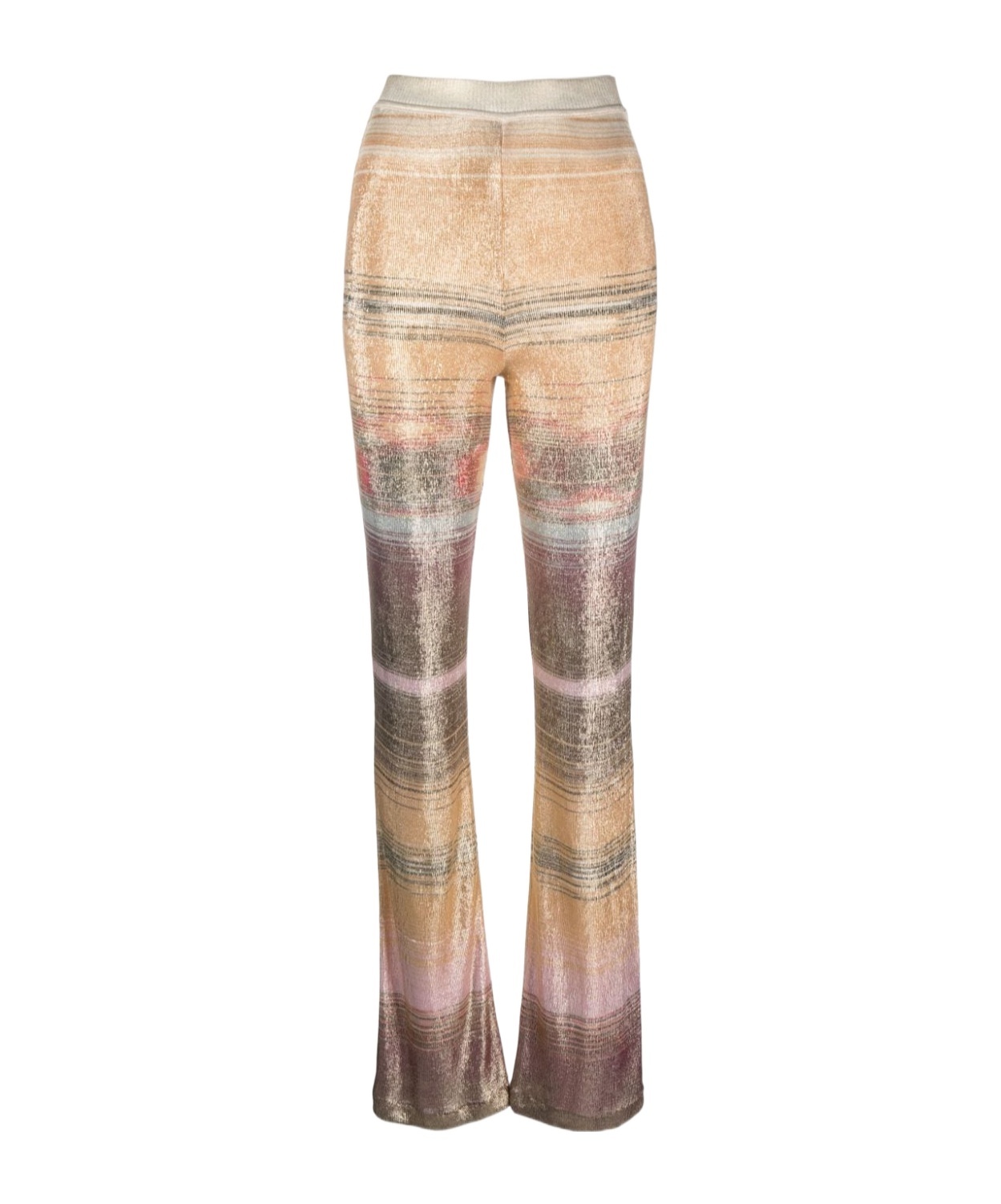 Missoni Slub Striped Flared Trousers In Nude