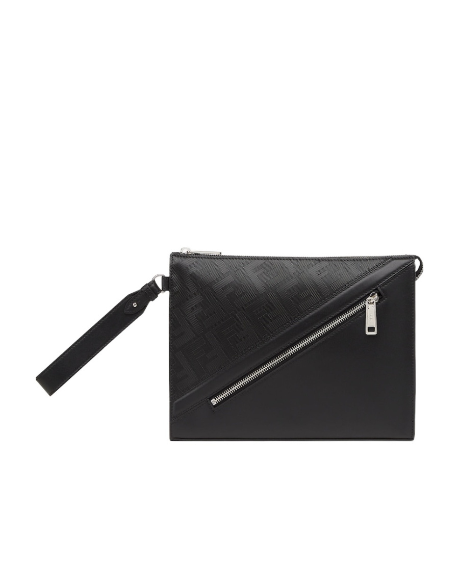 FENDI FENDI SHADOW DIAGONAL ZIPPED CLUTCH BAG