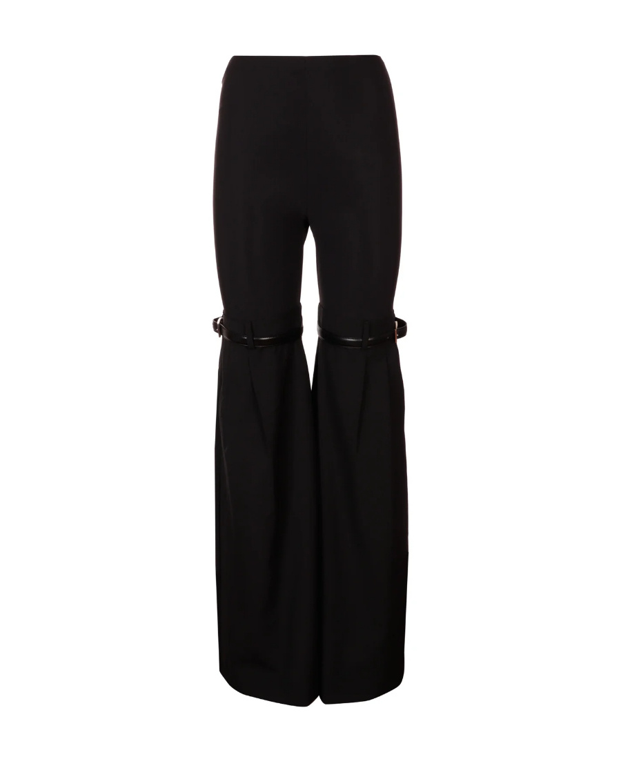 Coperni Womens Black Grey Hybrid Contrast-texture Wide-leg High-rise Denim Trousers In Black