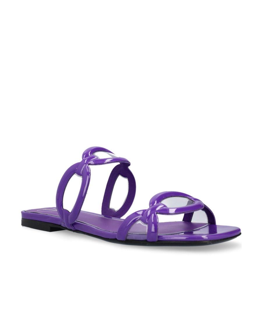 Valentino Square Toe Slip-on Sliders In Purple