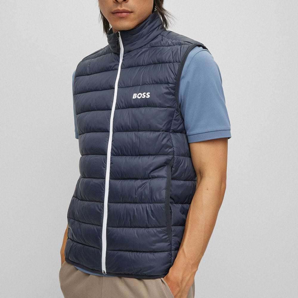 Shop Hugo Boss Logo-print Padded Gilet In Black