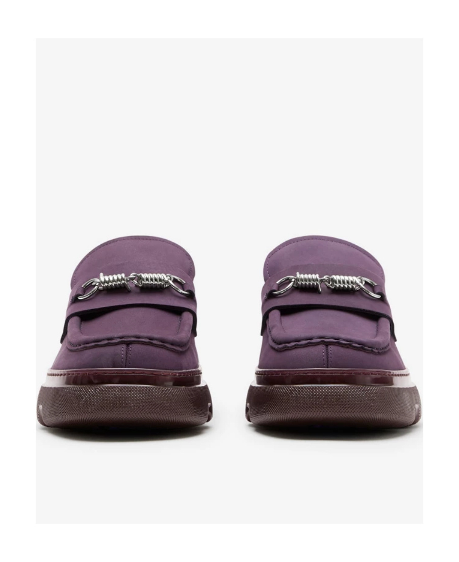 Burberry Creeper Clamp Suede Loafers In Purple