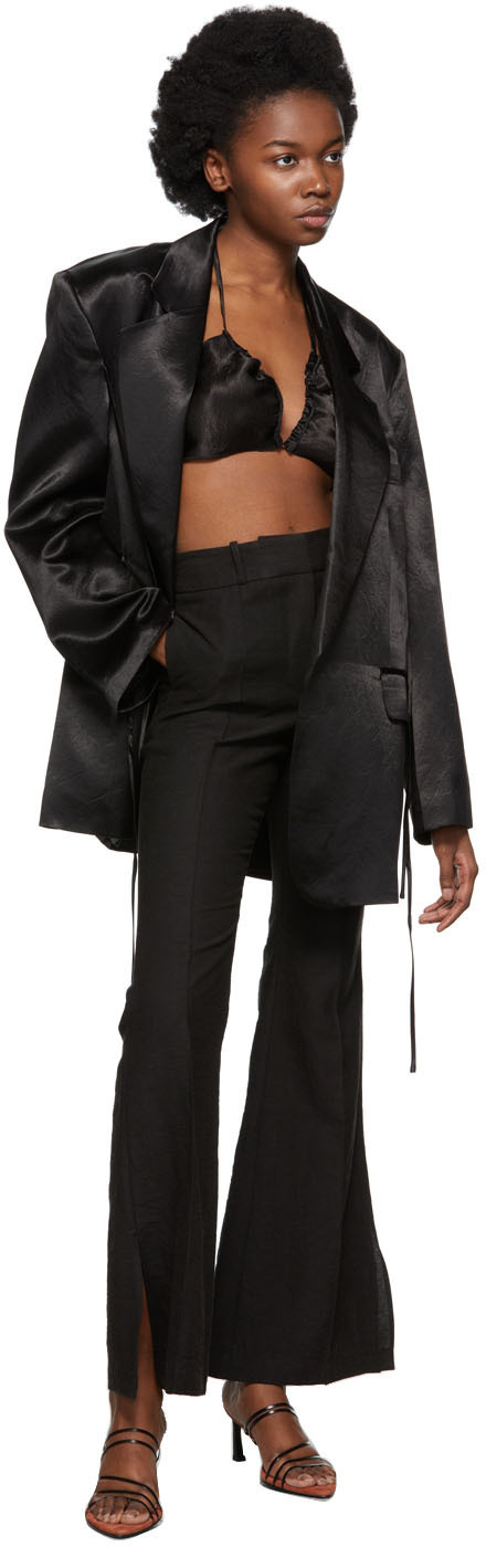 Yuzefi Black Flared Trousers In Black