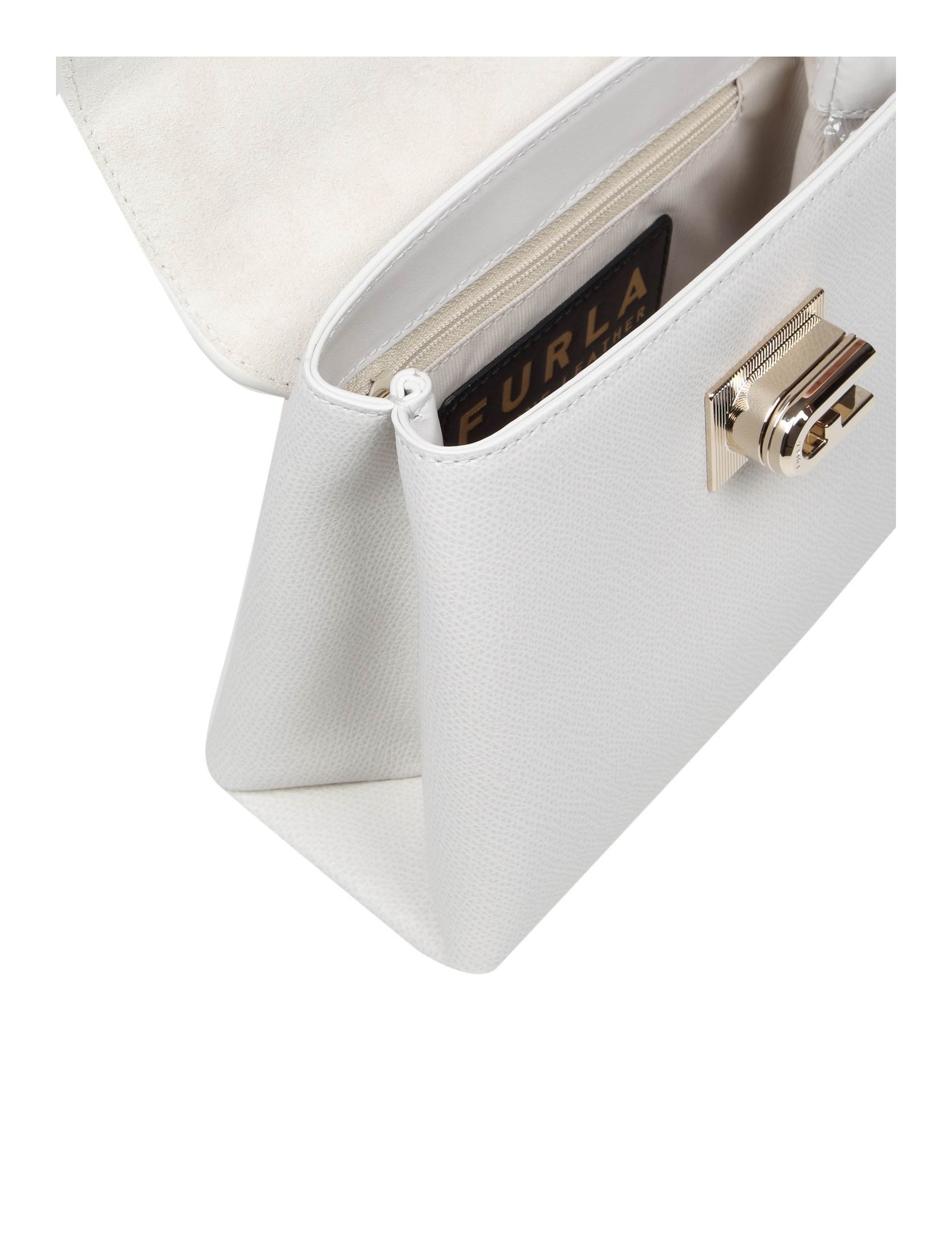 Furla Logo Twist Lock Shoulder Bag In White