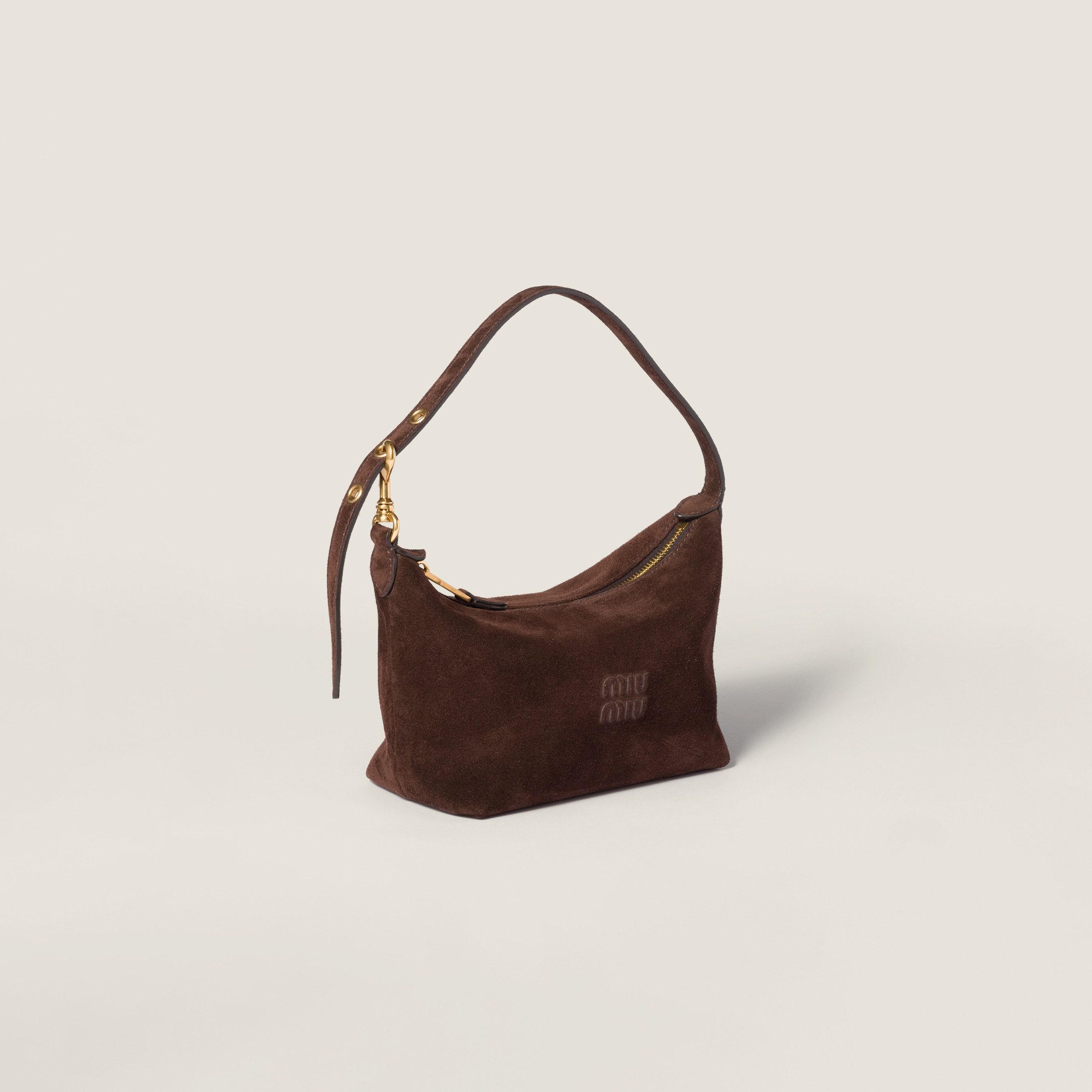 Miu Miu Suede Pouch In Brown