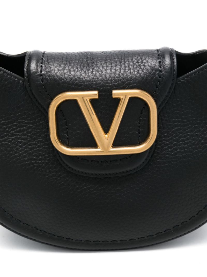Valentino Vlogo Signature-plaque Shoulder Bag In Black
