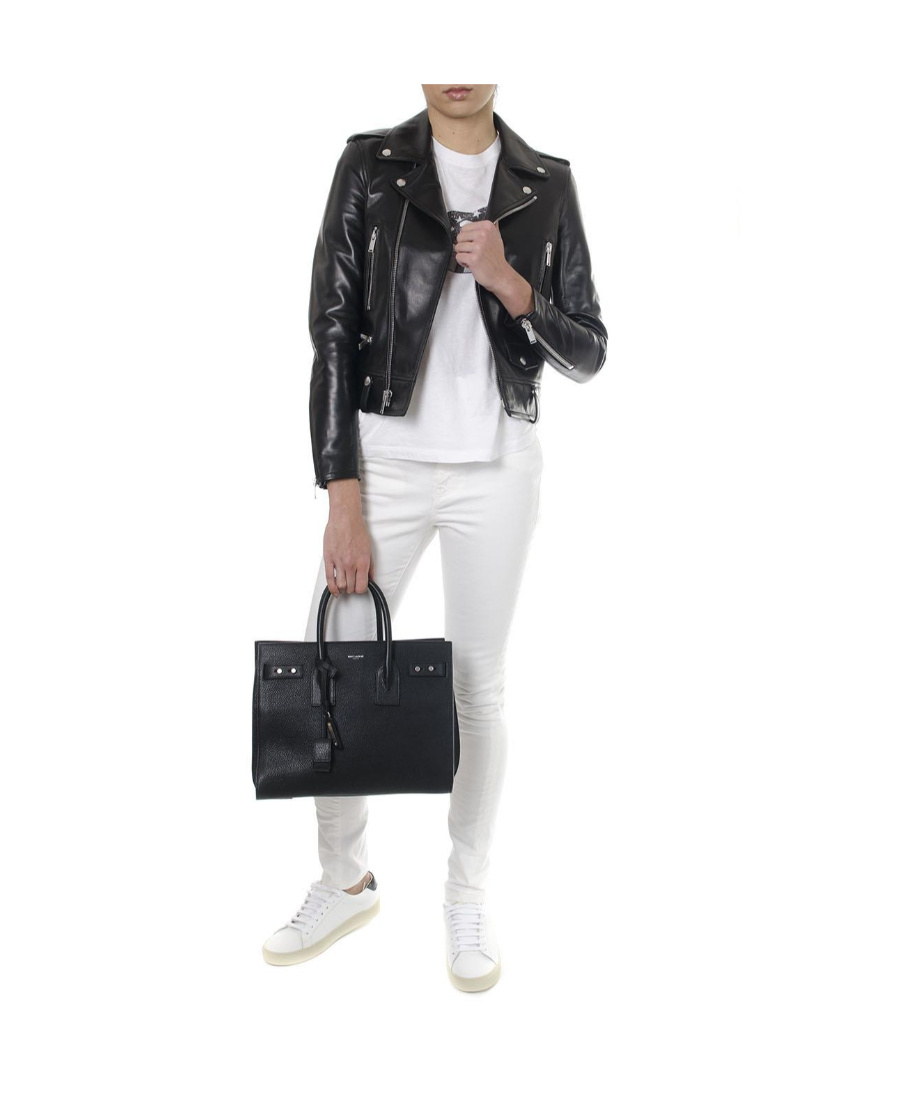 Saint Laurent Leather Jacket In Black