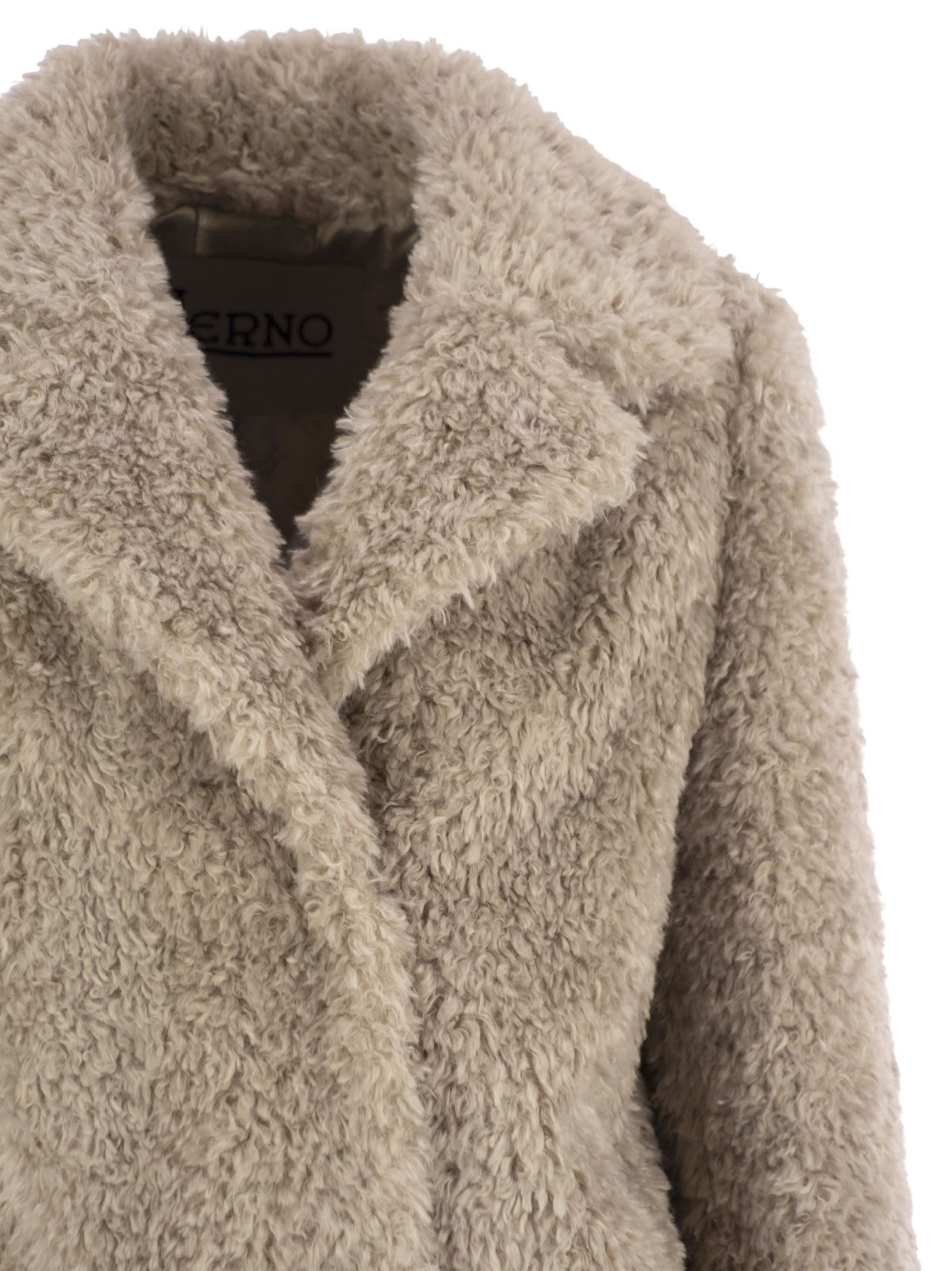 Herno Women Faux Fur Coat In Neutral