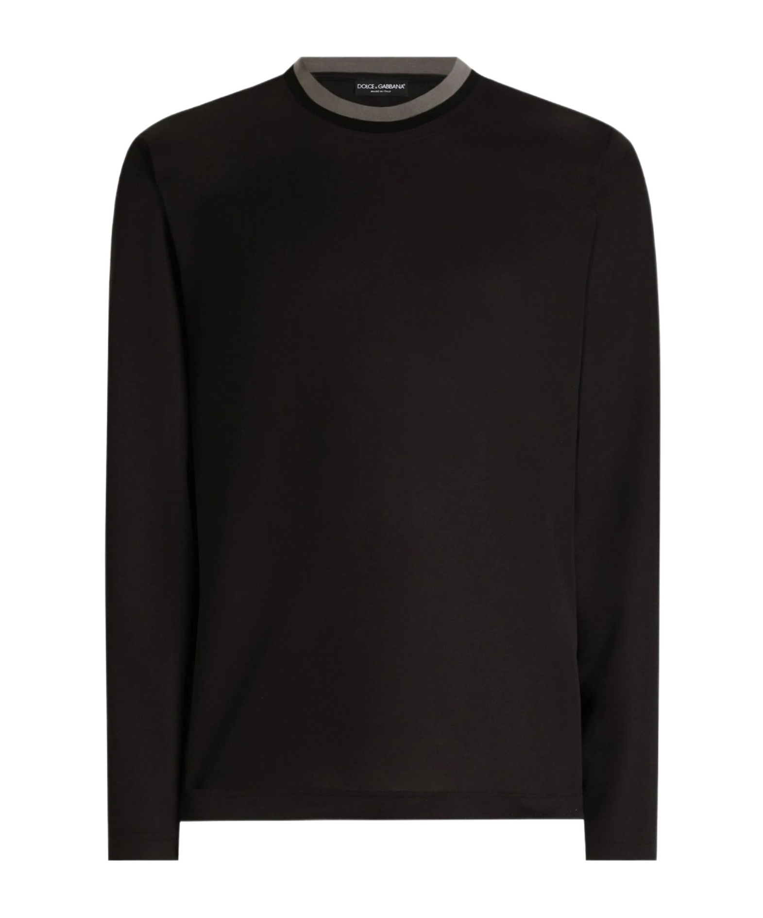 Dolce & Gabbana Contrast-trim Long-sleeve T-shirt In Black