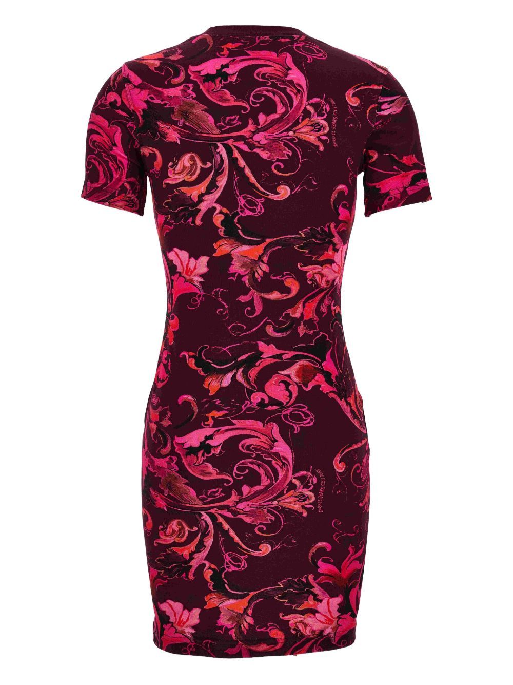 Versace Jeans Floral-print Short-sleeve Mini Dress In Multi