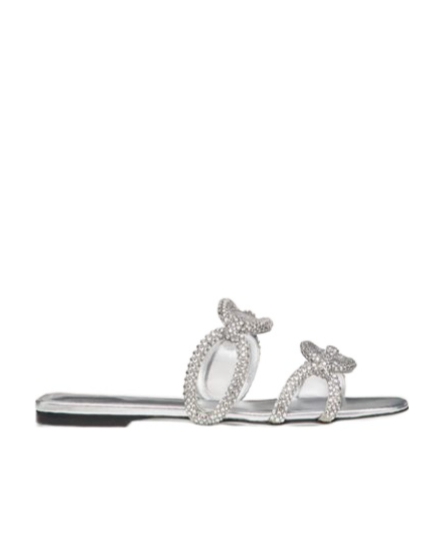 Valentino Chain 1967 Crystal Embellished Sandals In Gray