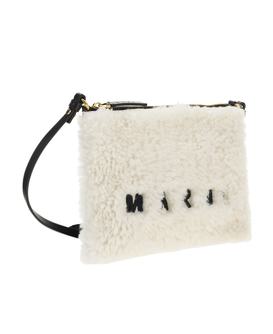 Marni Lamb Fur Cross-body Bag In White