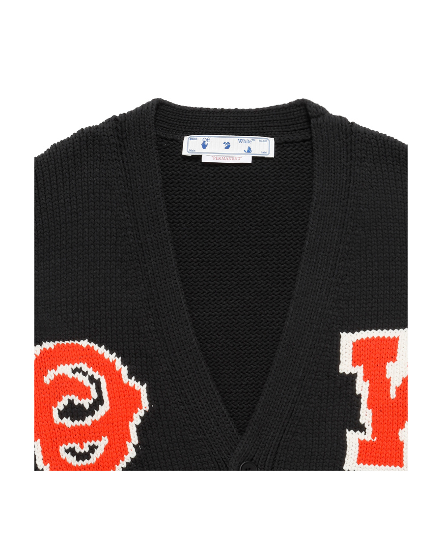 Off-white Black Cardigan With Logo In Black