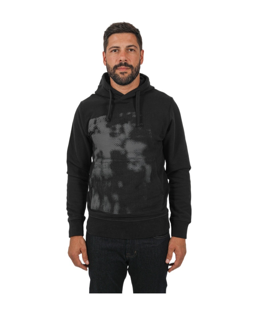 Stone Island Abstract-print Cotton Hoodie In Black