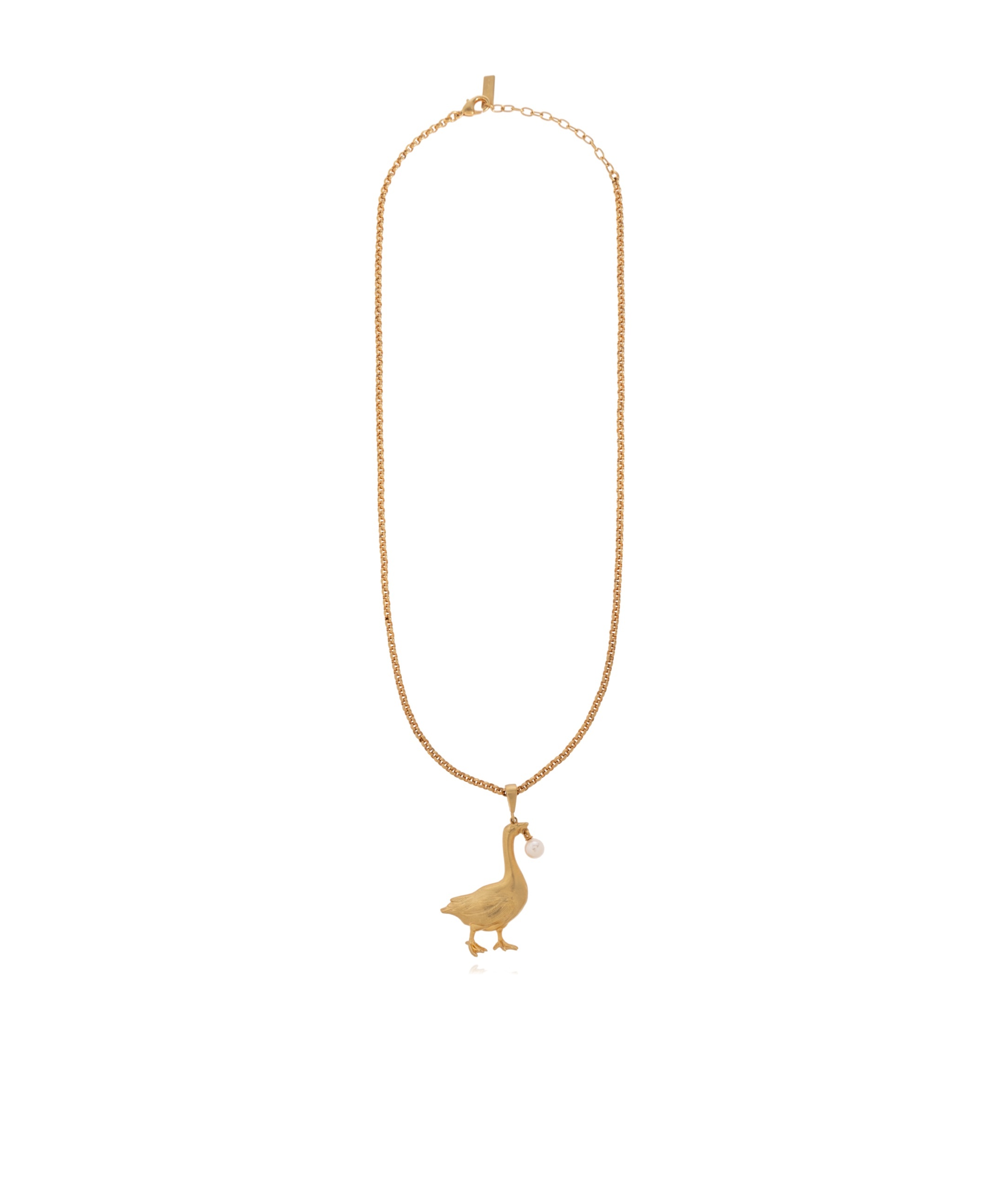 Shop Moschino Goose-pendant Necklace In Yellow