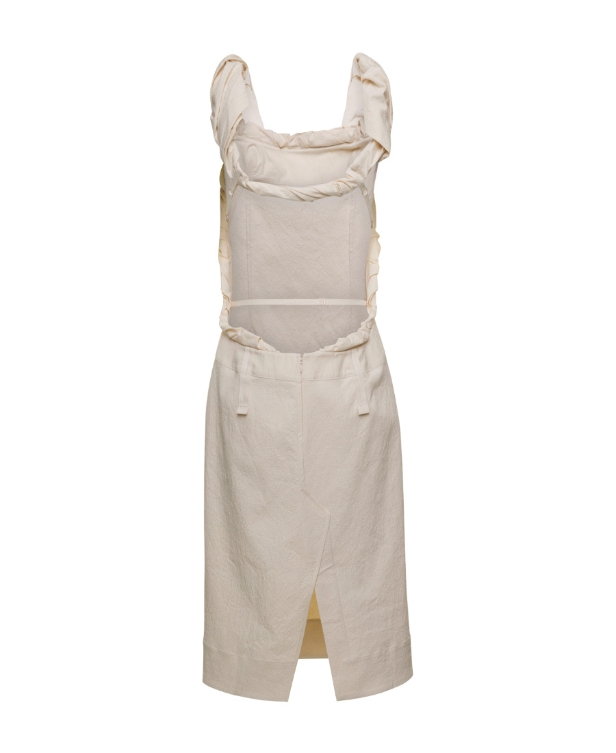 Jacquemus Open-back Ruffle-shoulder Dress In Nude