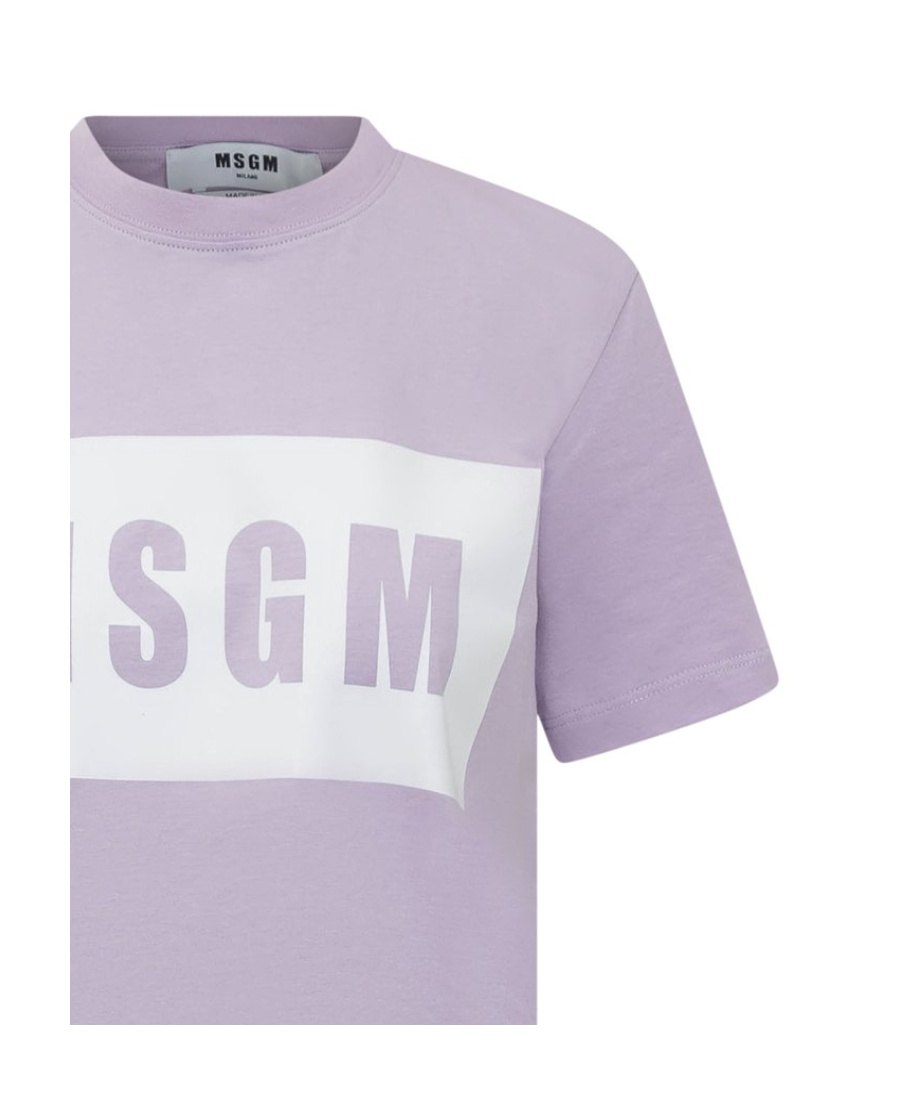 Msgm Logo-print Crewneck T-shirt In Purple