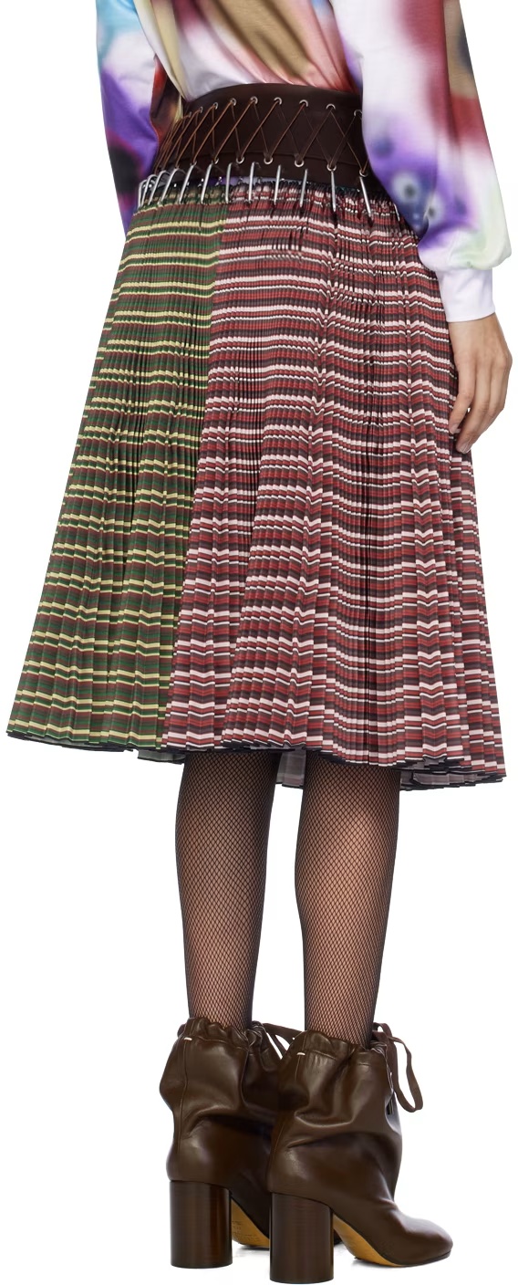 Chopova Lowena Red & Green June Knee Carabiner Midi Skirt In Multicolor