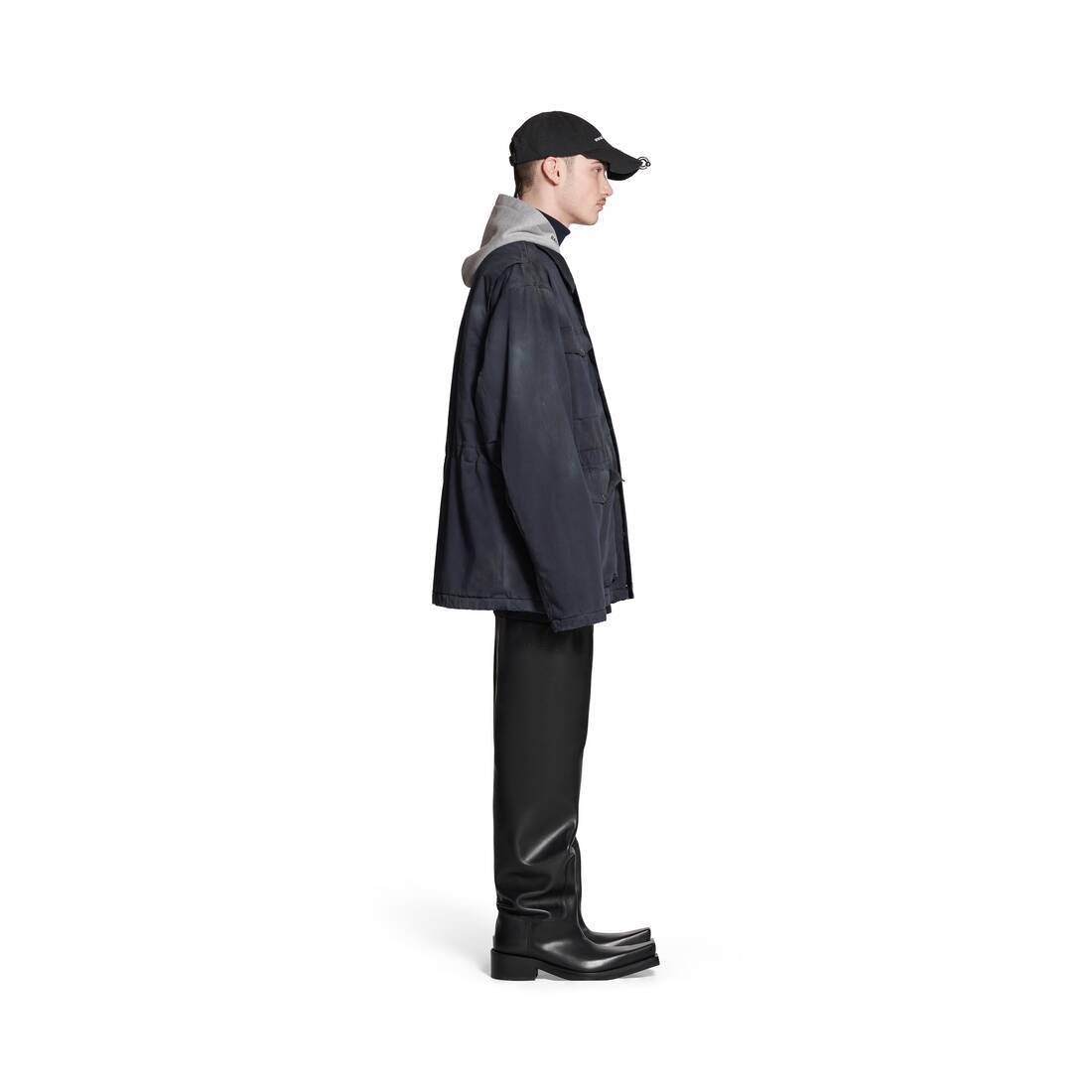 Balenciaga Logo-patch Classic-hood Parka In Black