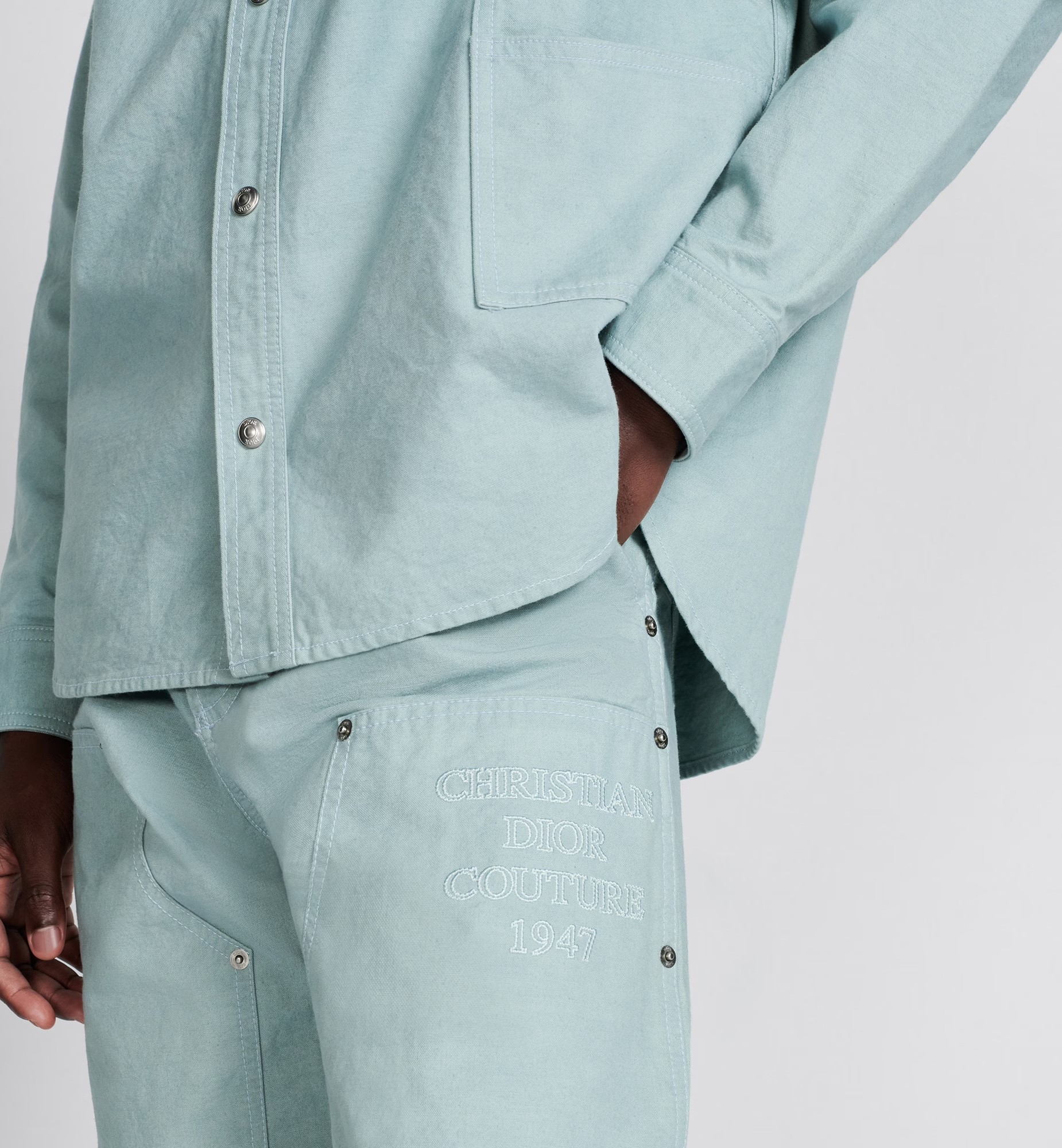Dior Belt Ring Overalls Jeans In Blue