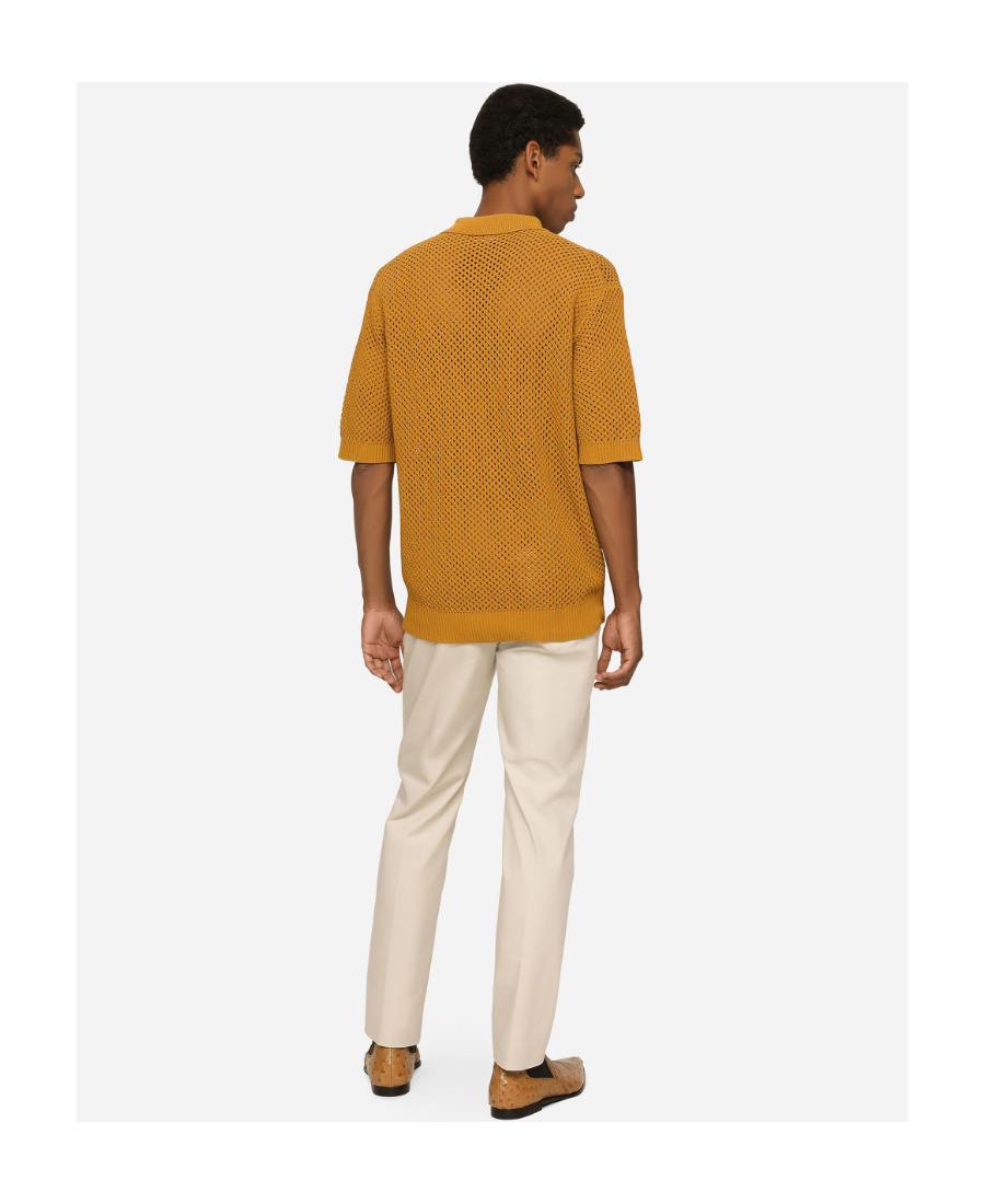 Dolce & Gabbana Stretch Cotton Pants With Branded Tag In Nude