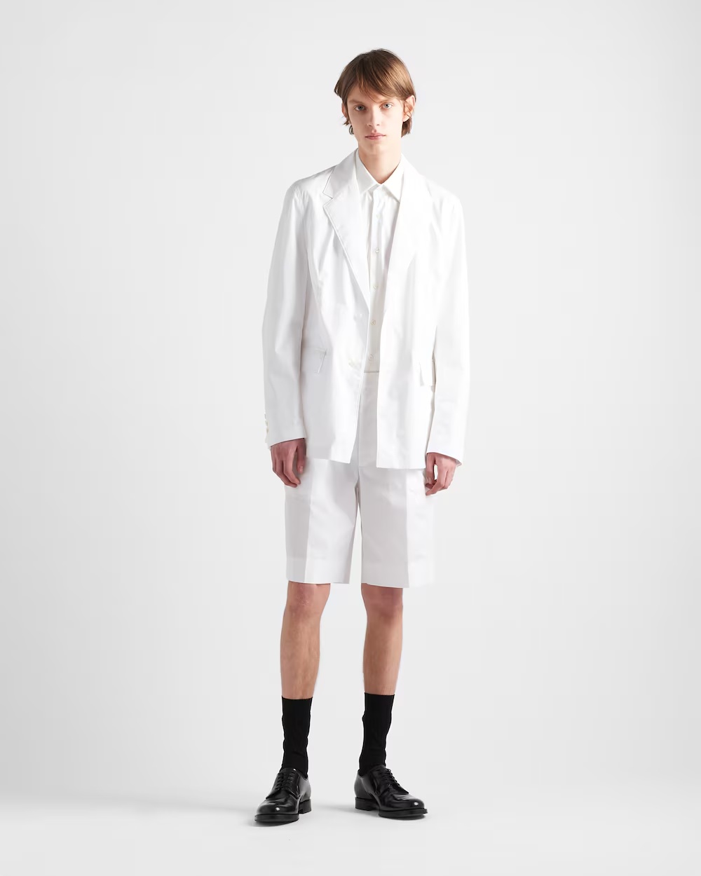 Prada Single-breasted Cotton Blazer In White