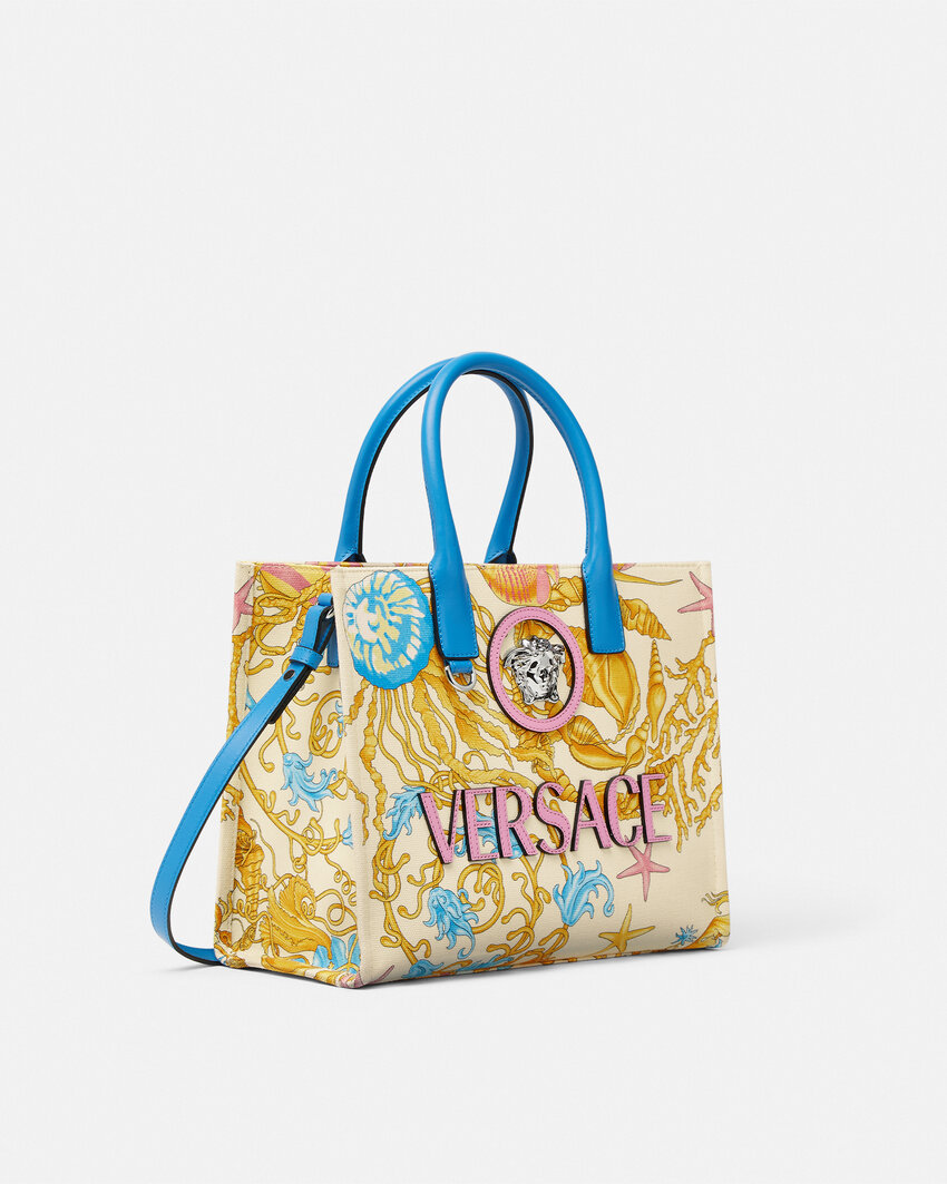 Versace Underwater Barocco Canvas Tote Bag