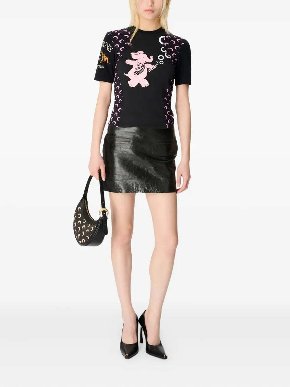 Marine Serre Patterned Knitted T-shirt In Black
