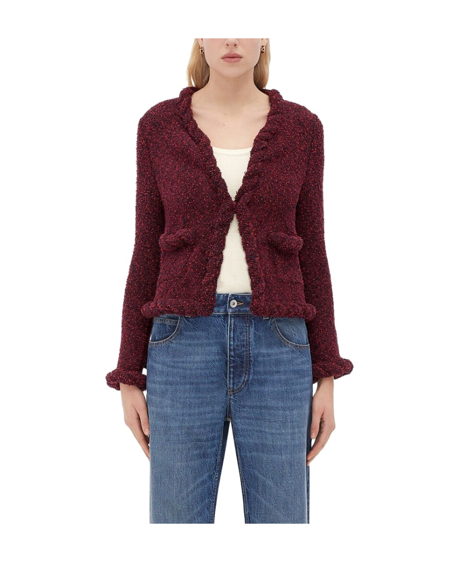 Bottega Veneta Slim Long-sleeved Cardigan In Burgundy