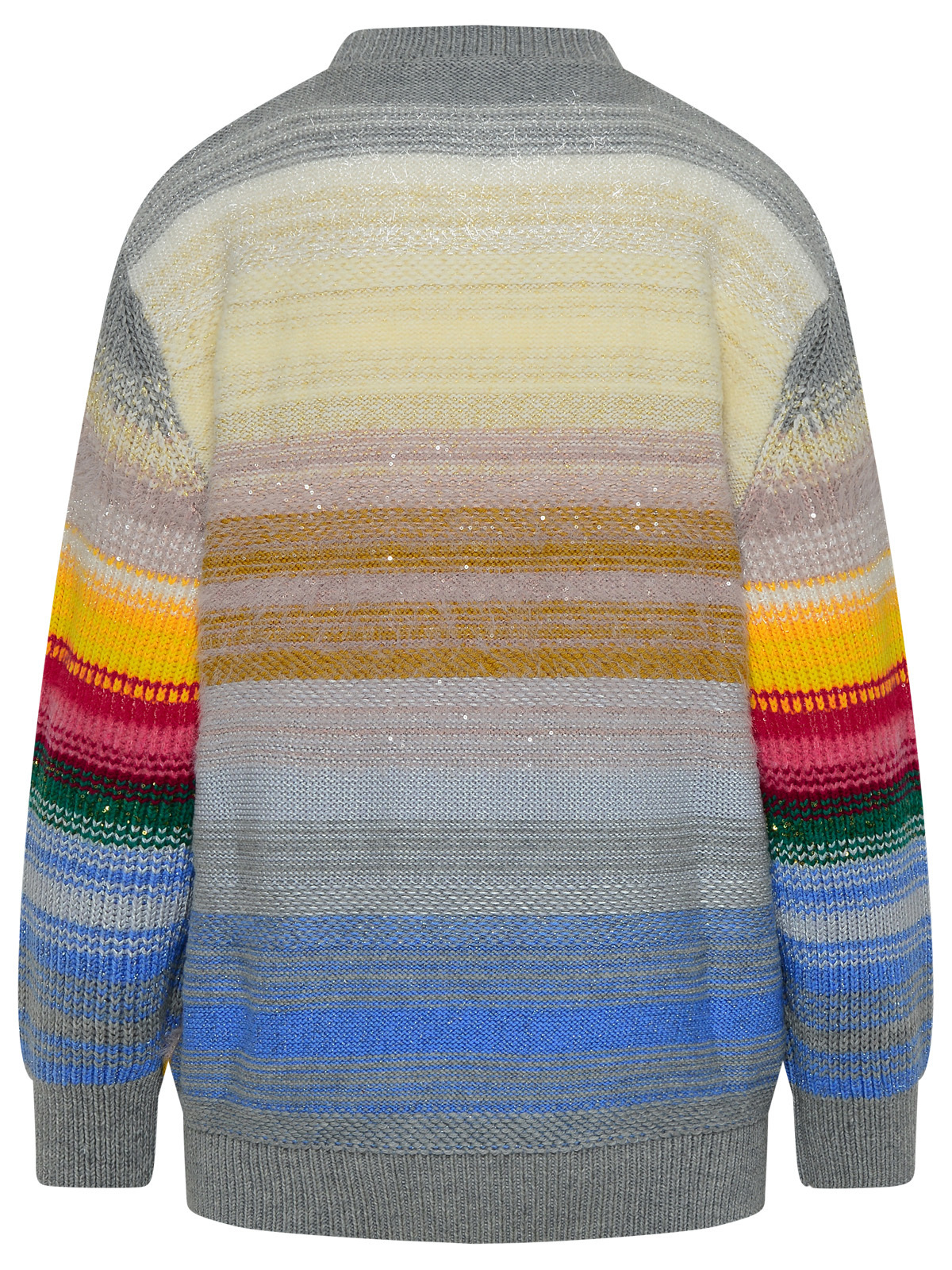 Stella Mccartney Festive Smile Embroidered Intarsia Wool-blend Sweater In Gray