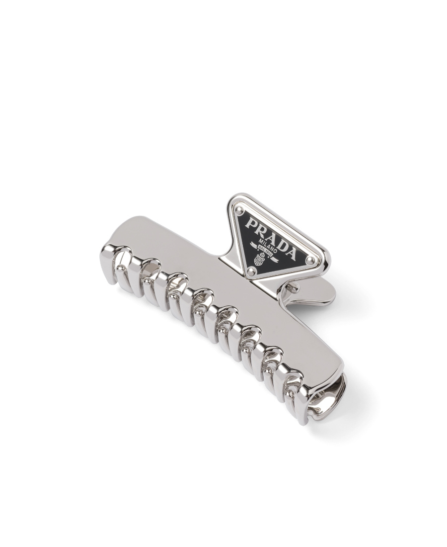 Prada Metal Hair Clip In White