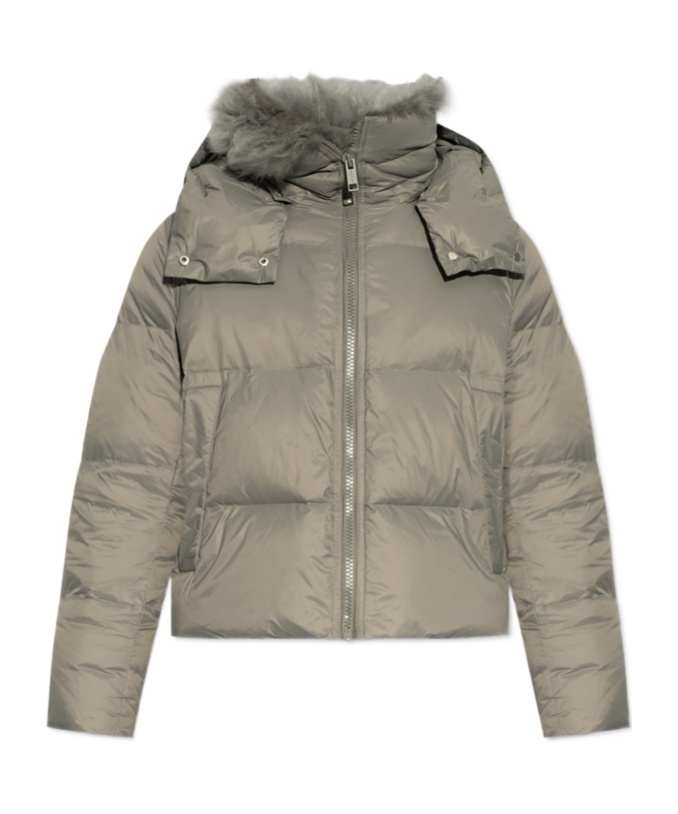 Yves Salomon Shearling-collar Padded Jacket In Gray