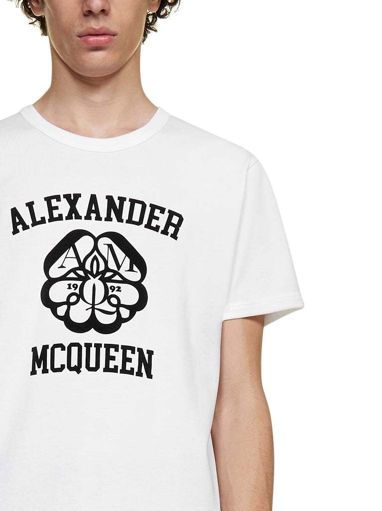 Alexander Mcqueen Flocked Cotton-jersey T-shirt In White