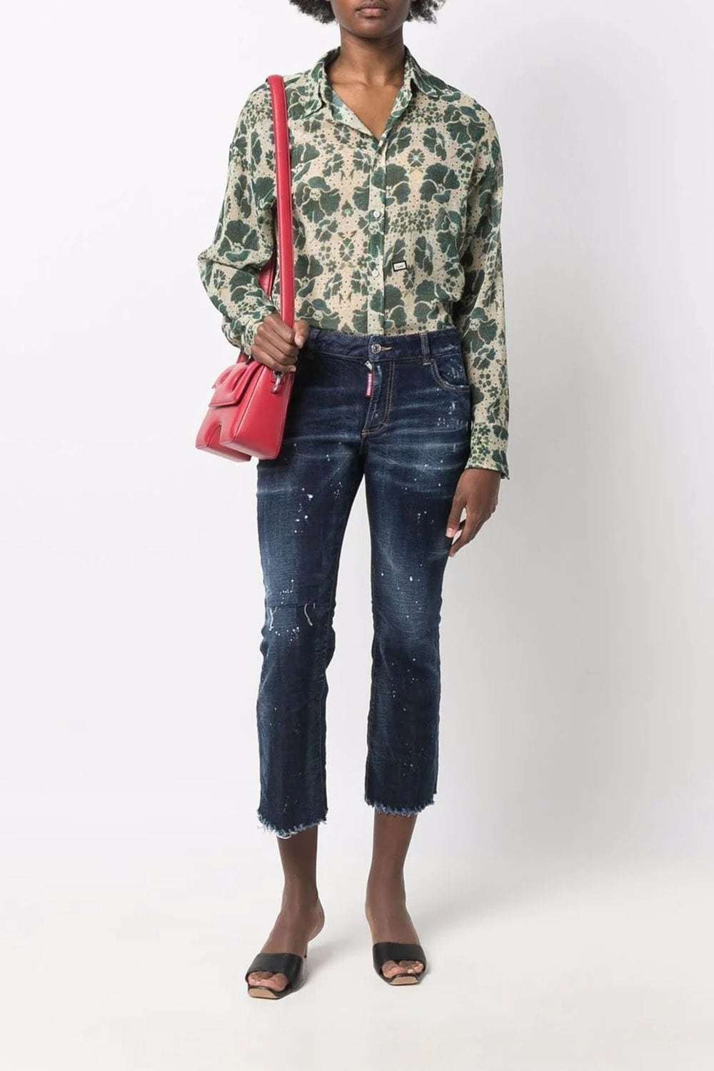 Dsquared2 Blue Flared Jeans With Paint Splatters In Blue