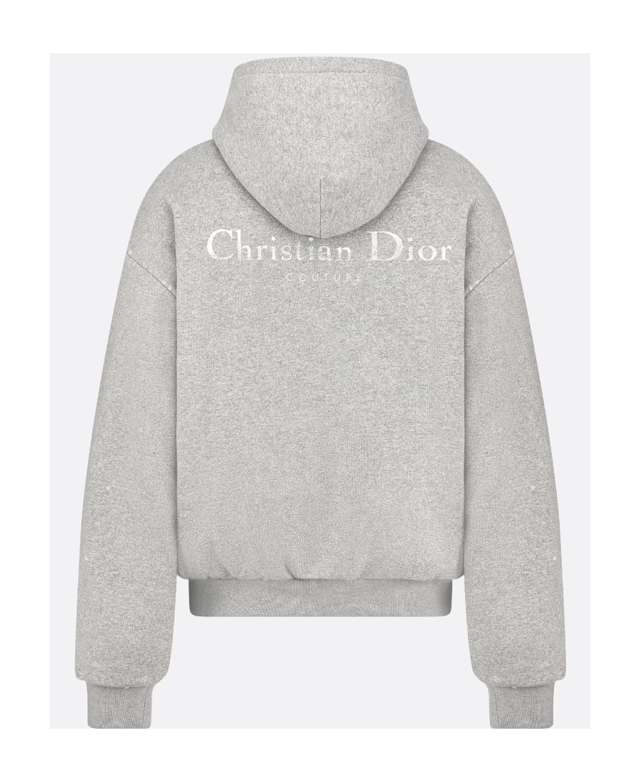 Dior Hooded Printed Sweater In Gray